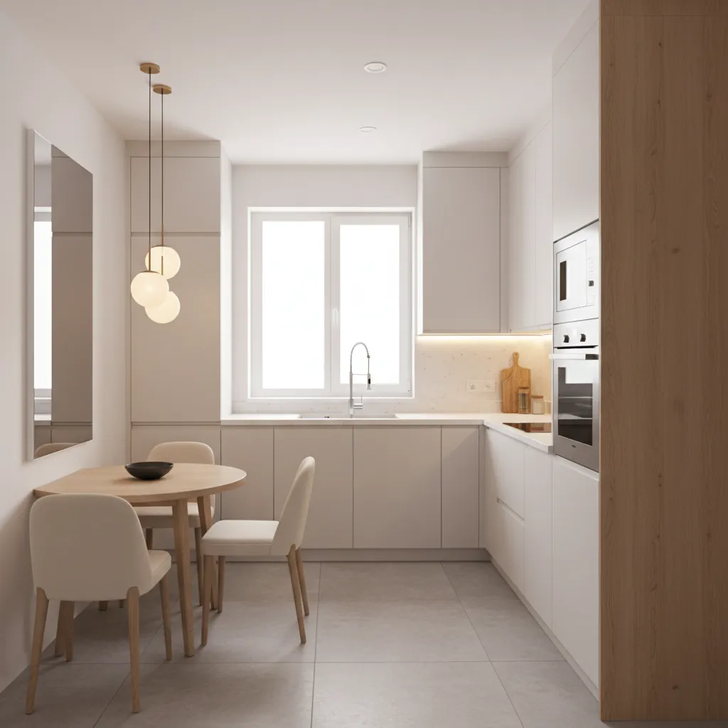 Thiết kế bếp và phòng ăn cho nhà 7x10m