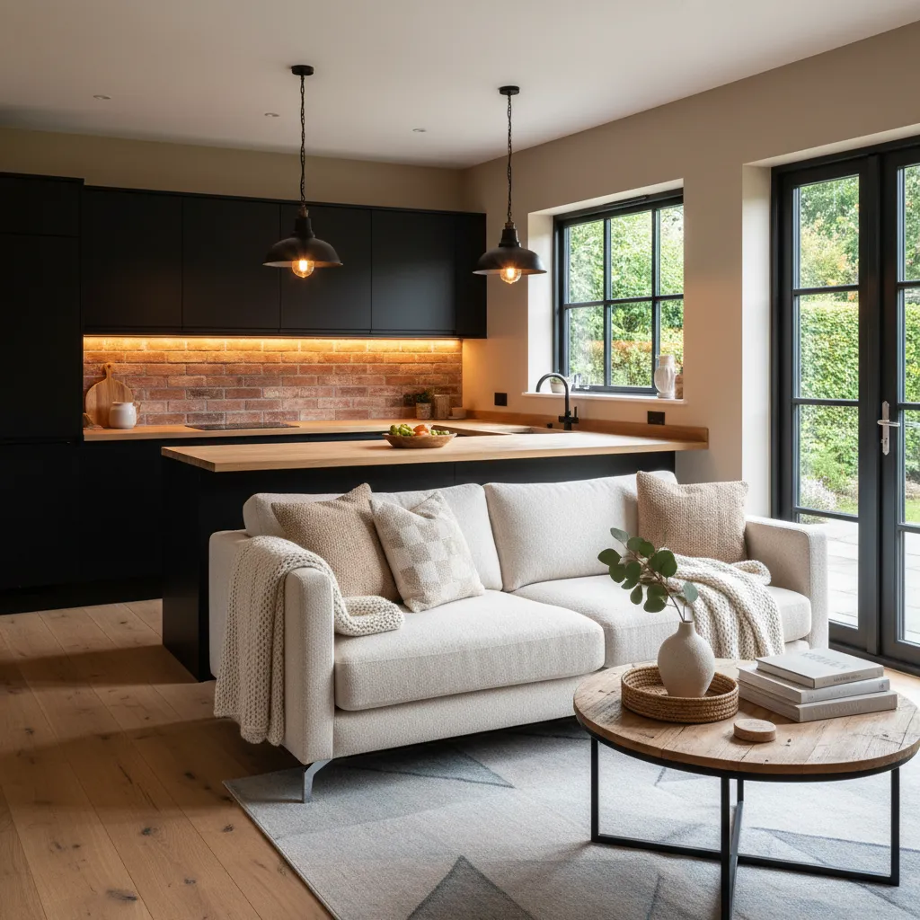 Stylish small house interior designed for Airbnb rental