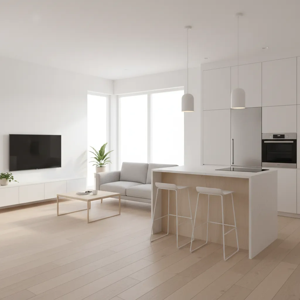 modern 800 sq ft small house interior with open living kitchen layout