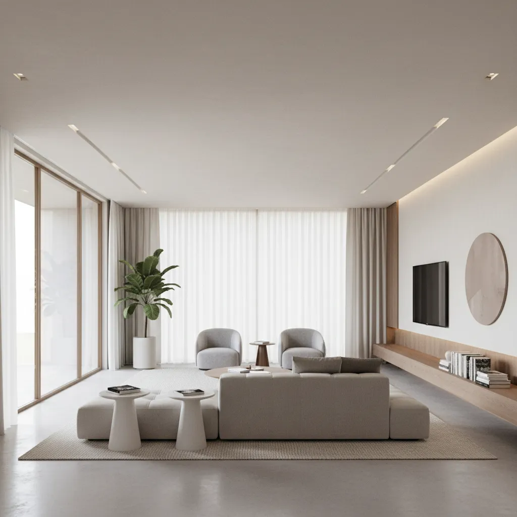 không gian phòng khách rộng trong nhà cấp 4 ngang 8m