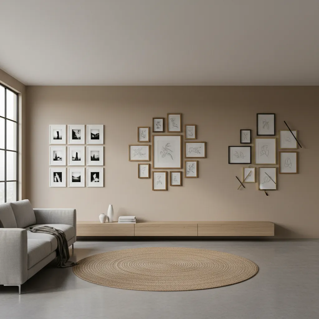 8x10 Frame Layout Ideas Comparing Grid Salon and Asymmetrical Gallery Walls