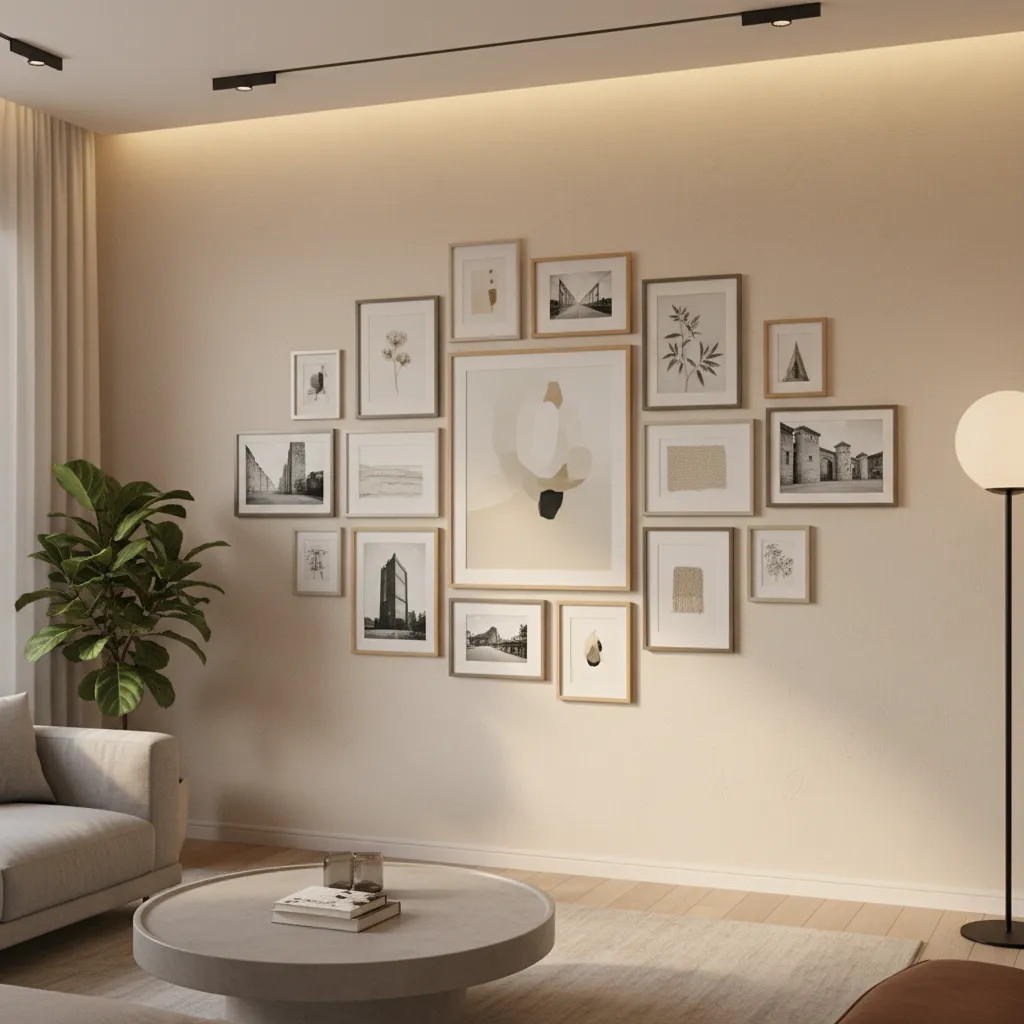 Organic gallery wall layout using several 8x10 frames