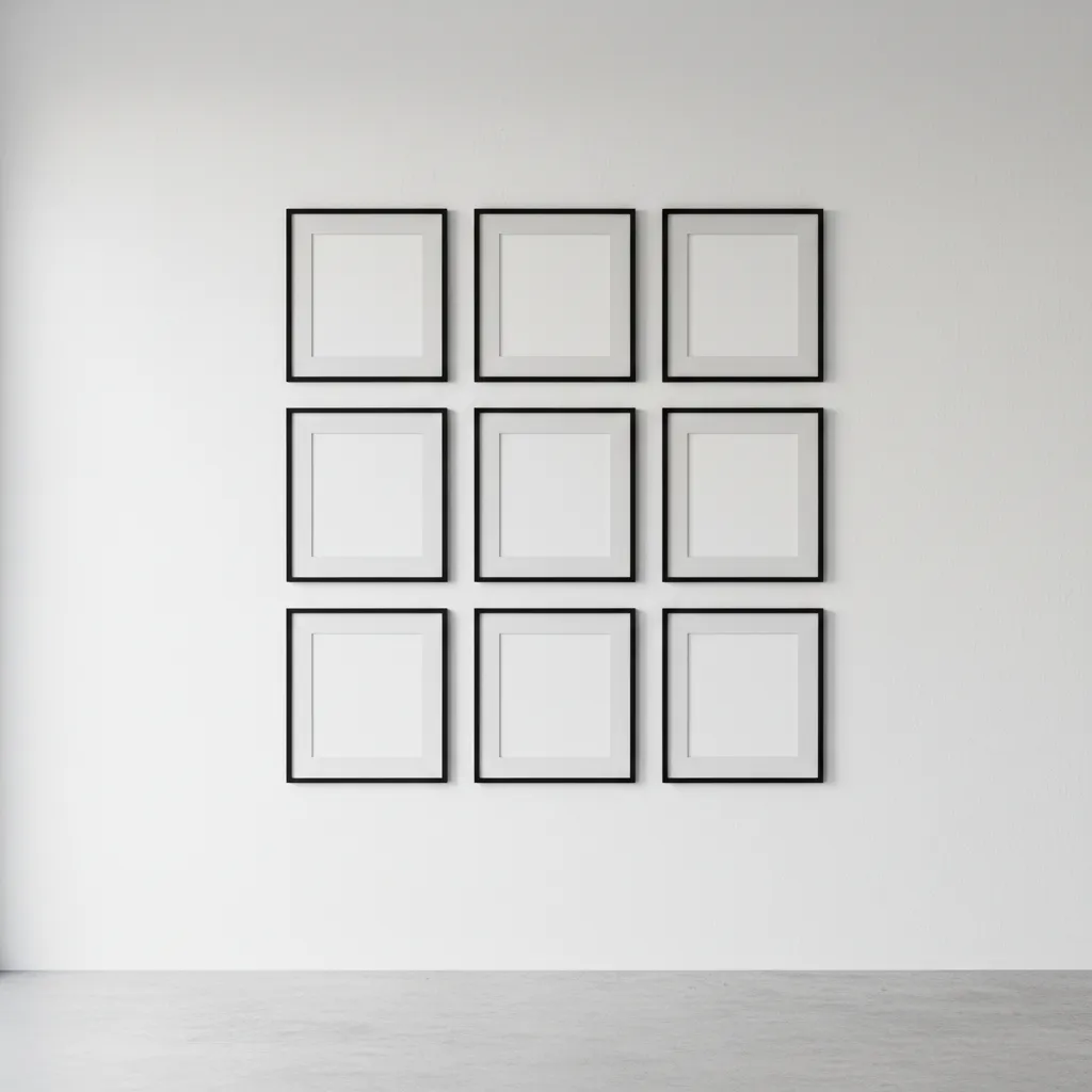 Symmetrical grid layout using identical 8x10 picture frames