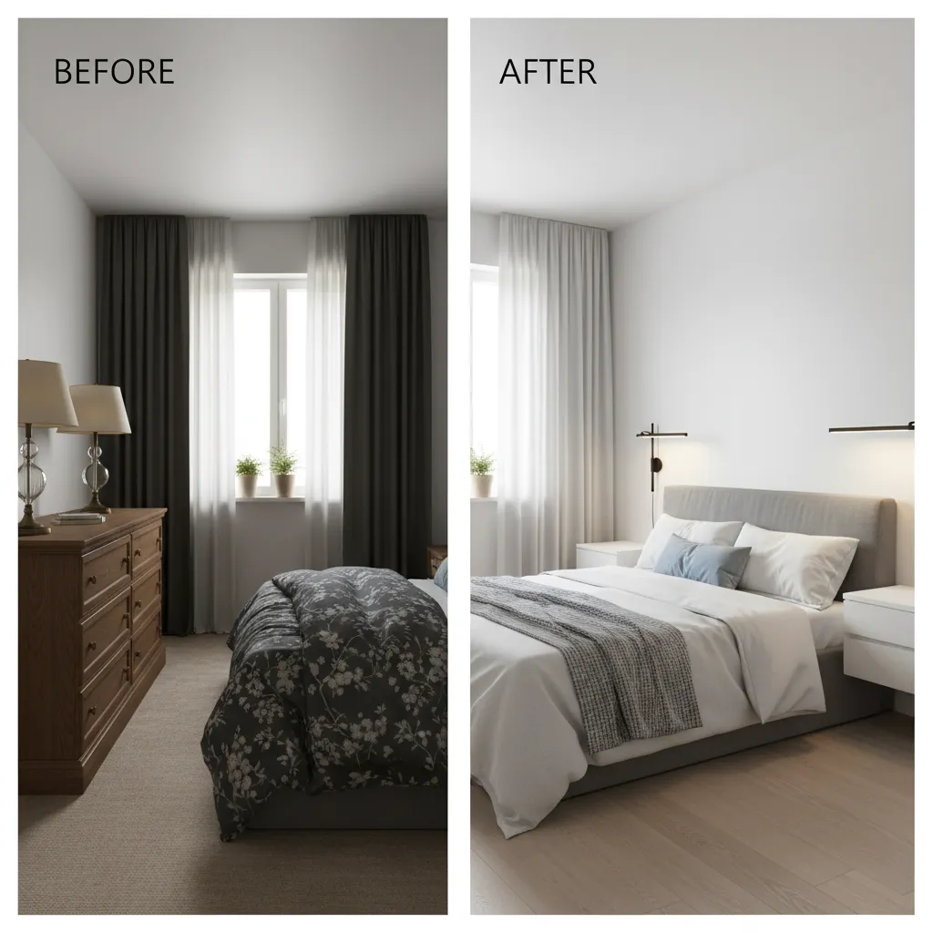 Improved layout transformation for a small 9x11 bedroom