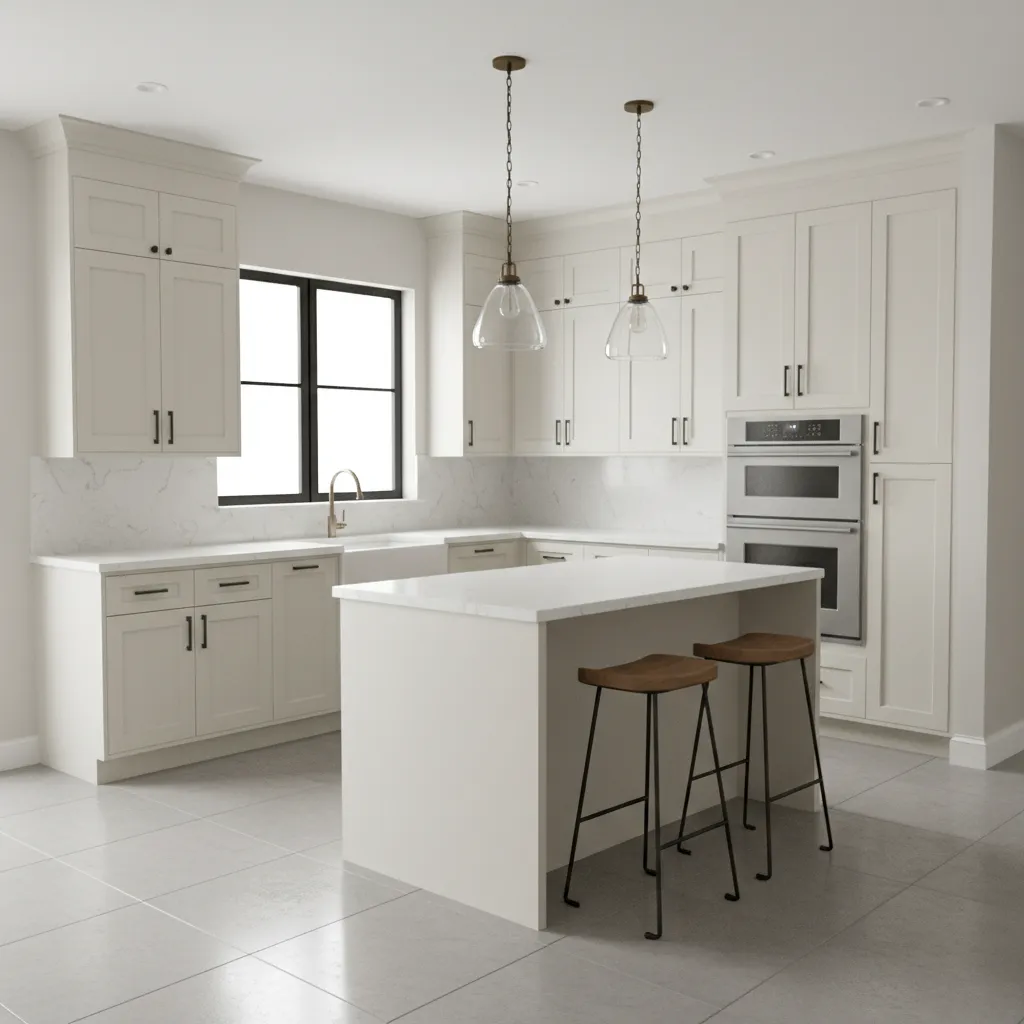 9 x 13 kitchen with peninsula seating and open workflow