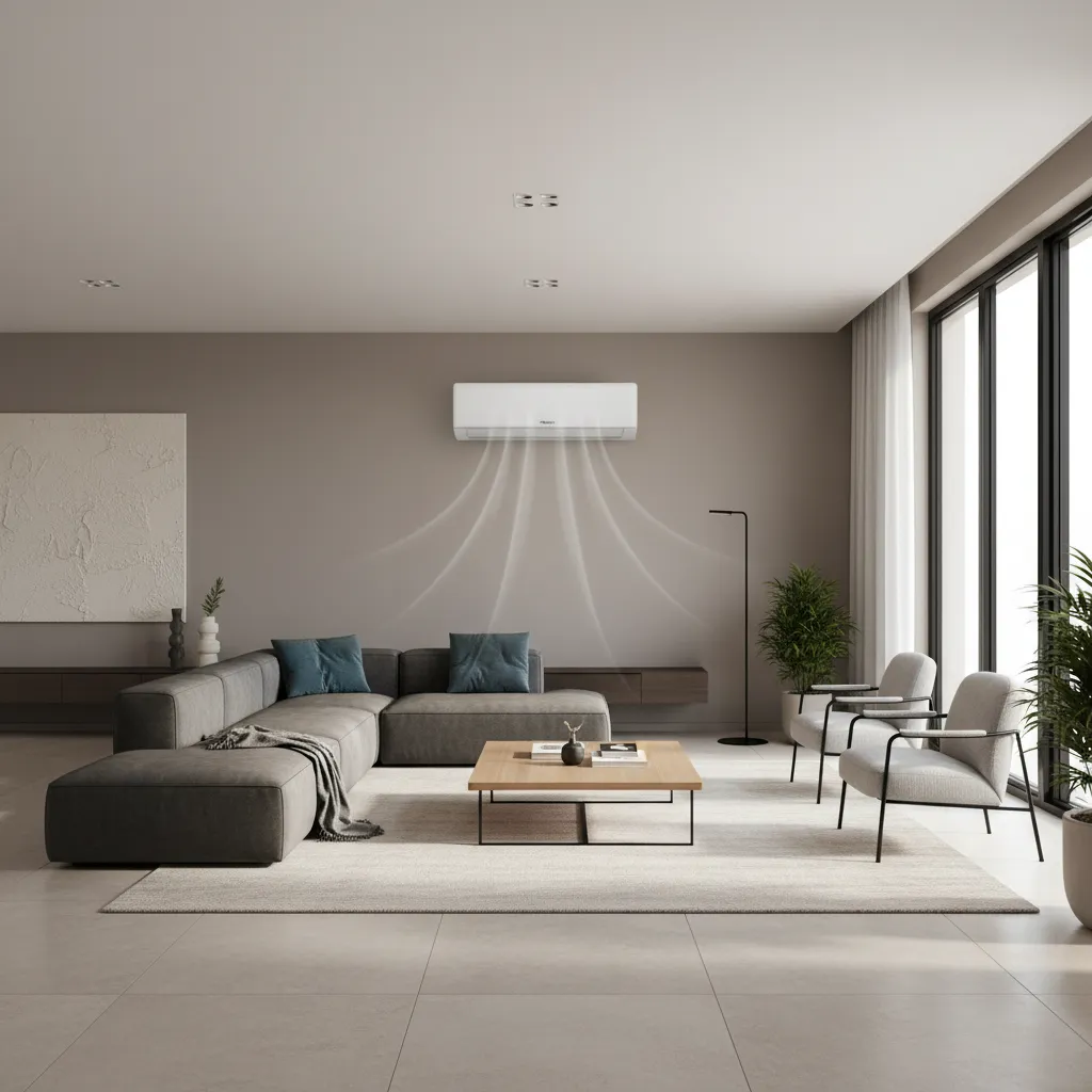 Proper split AC placement on long wall of large living room