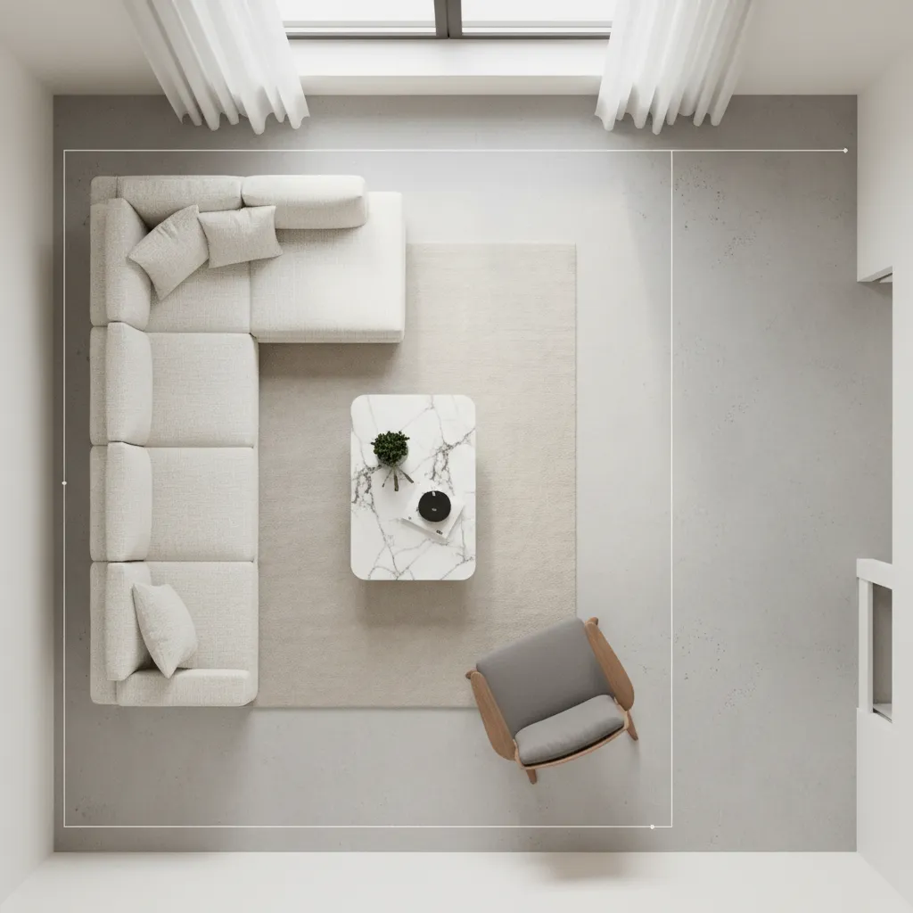 diagram showing accent chair measurements and spacing in living room