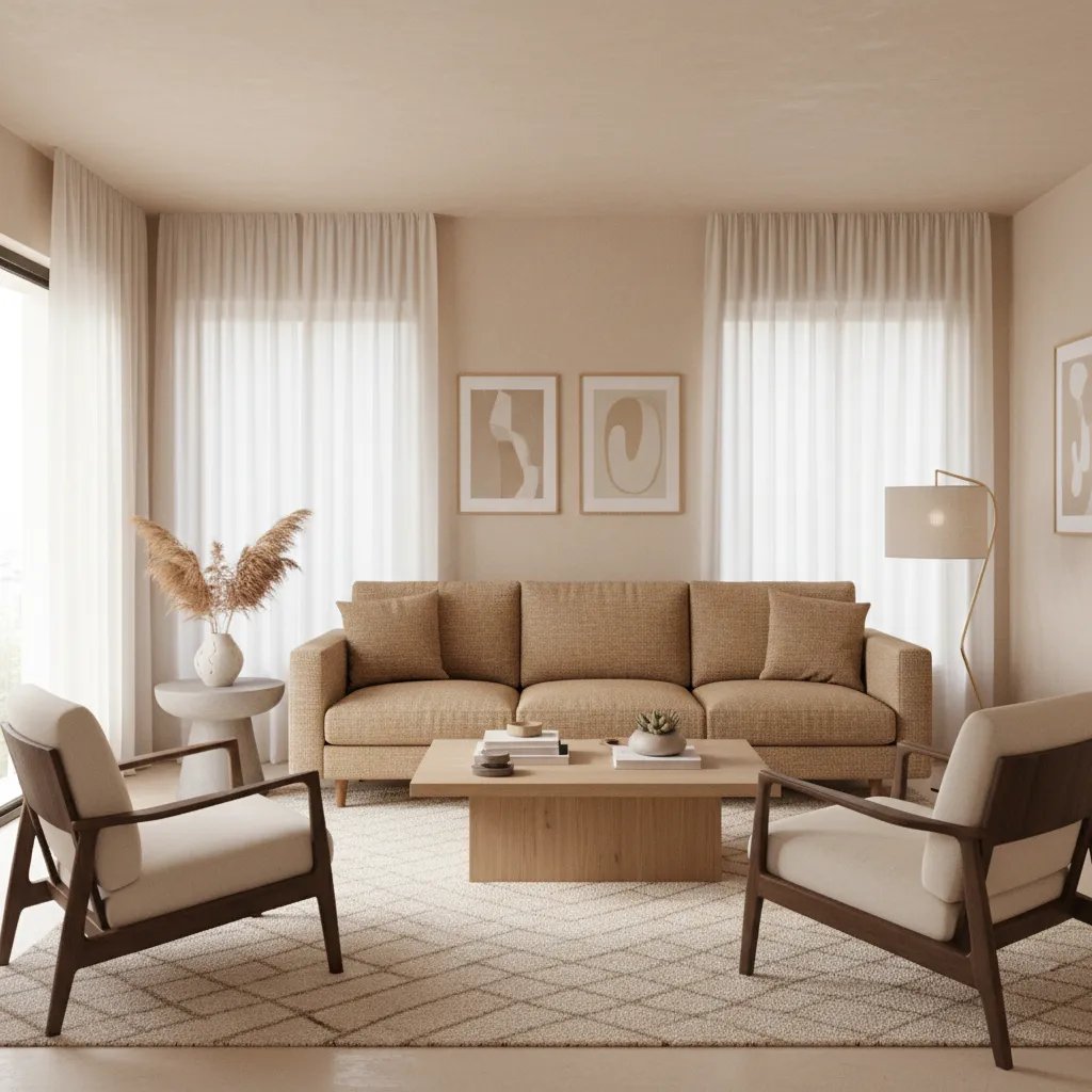 Two accent chairs angled toward sofa in medium living room