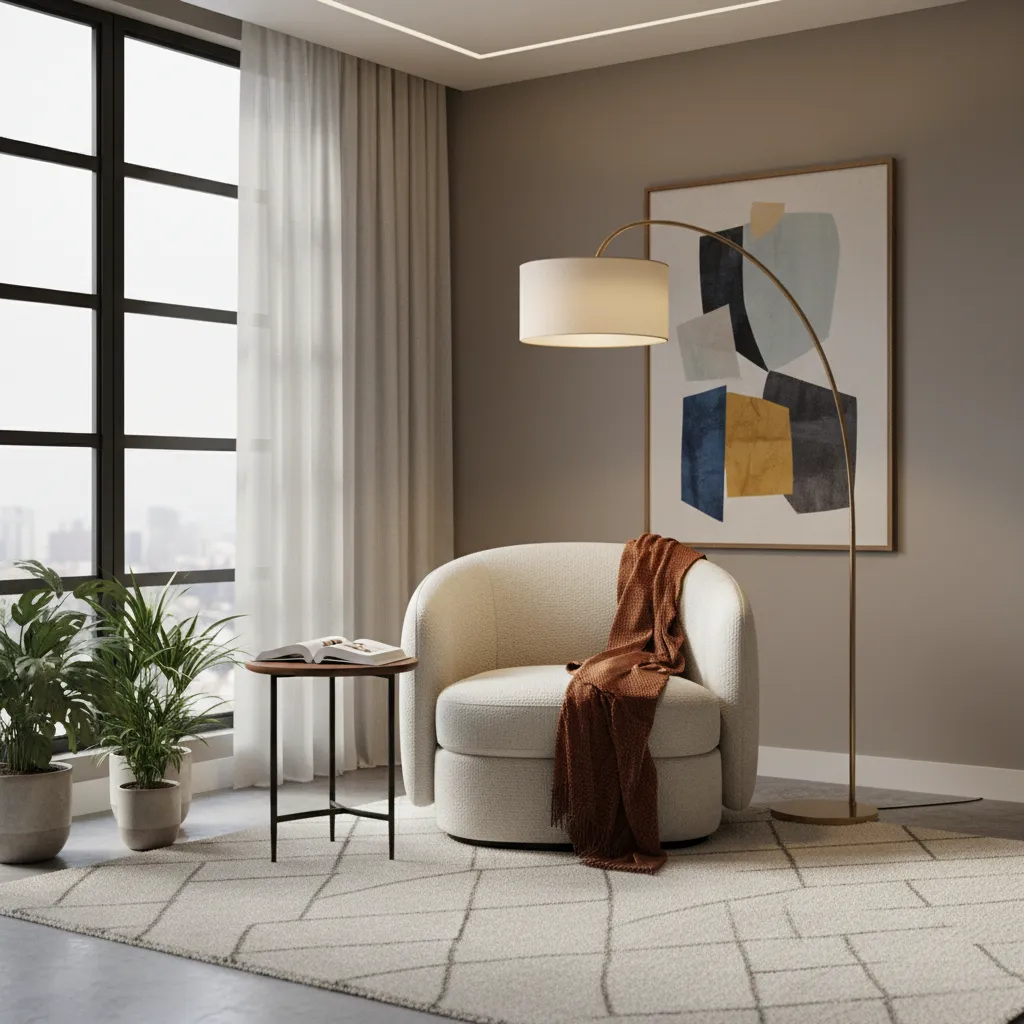 comfortable accent chair reading corner in a modern living room