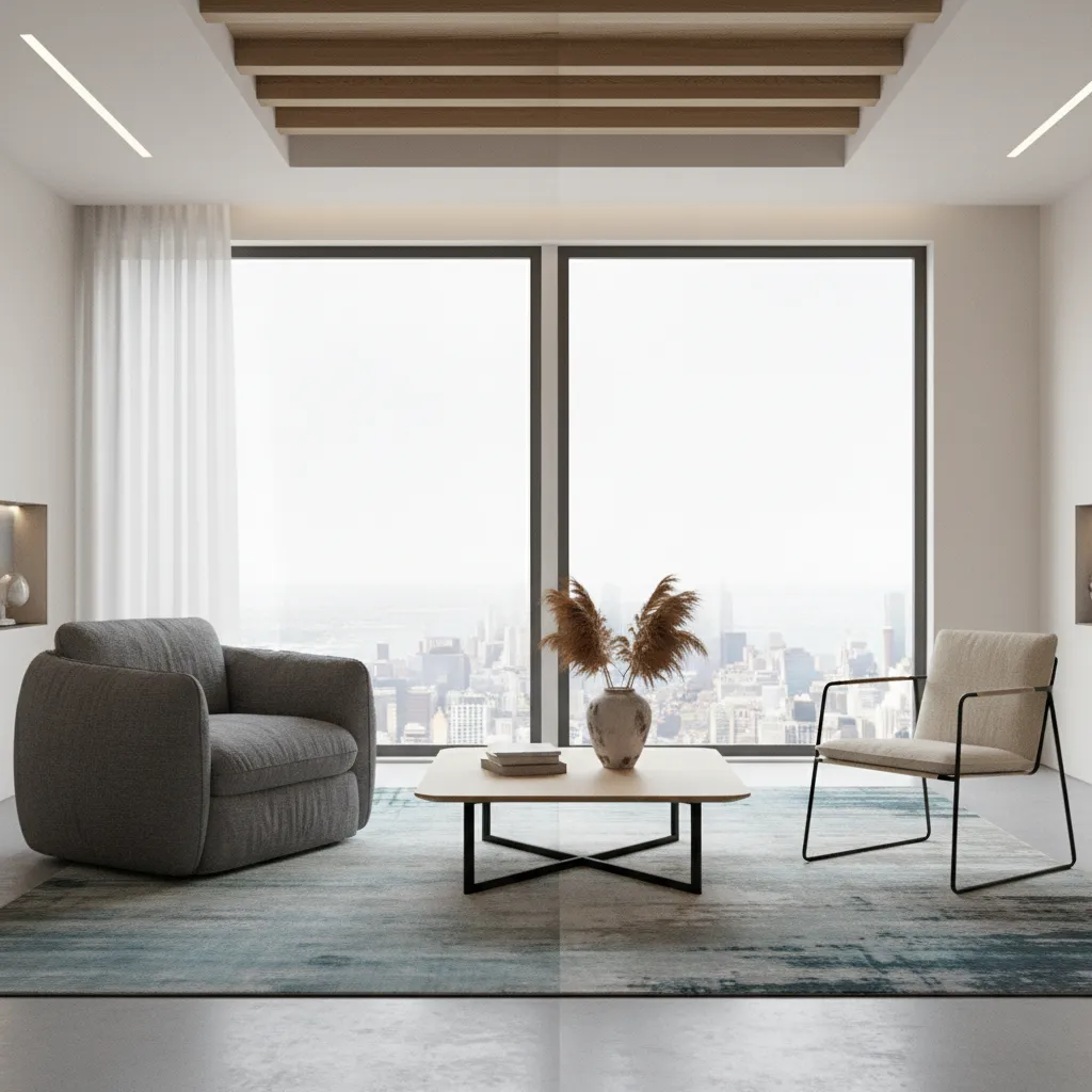Comparison between bulky armchair and lightweight accent chair
