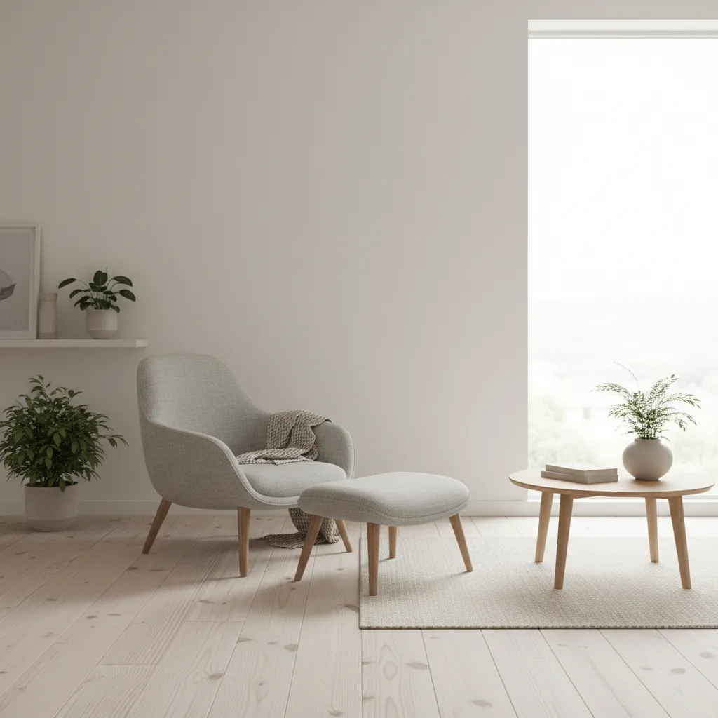 Accent chair paired with proportional ottoman in a cozy living room