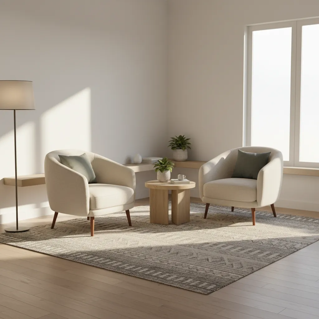 Accent chairs and coffee table forming a small conversation area