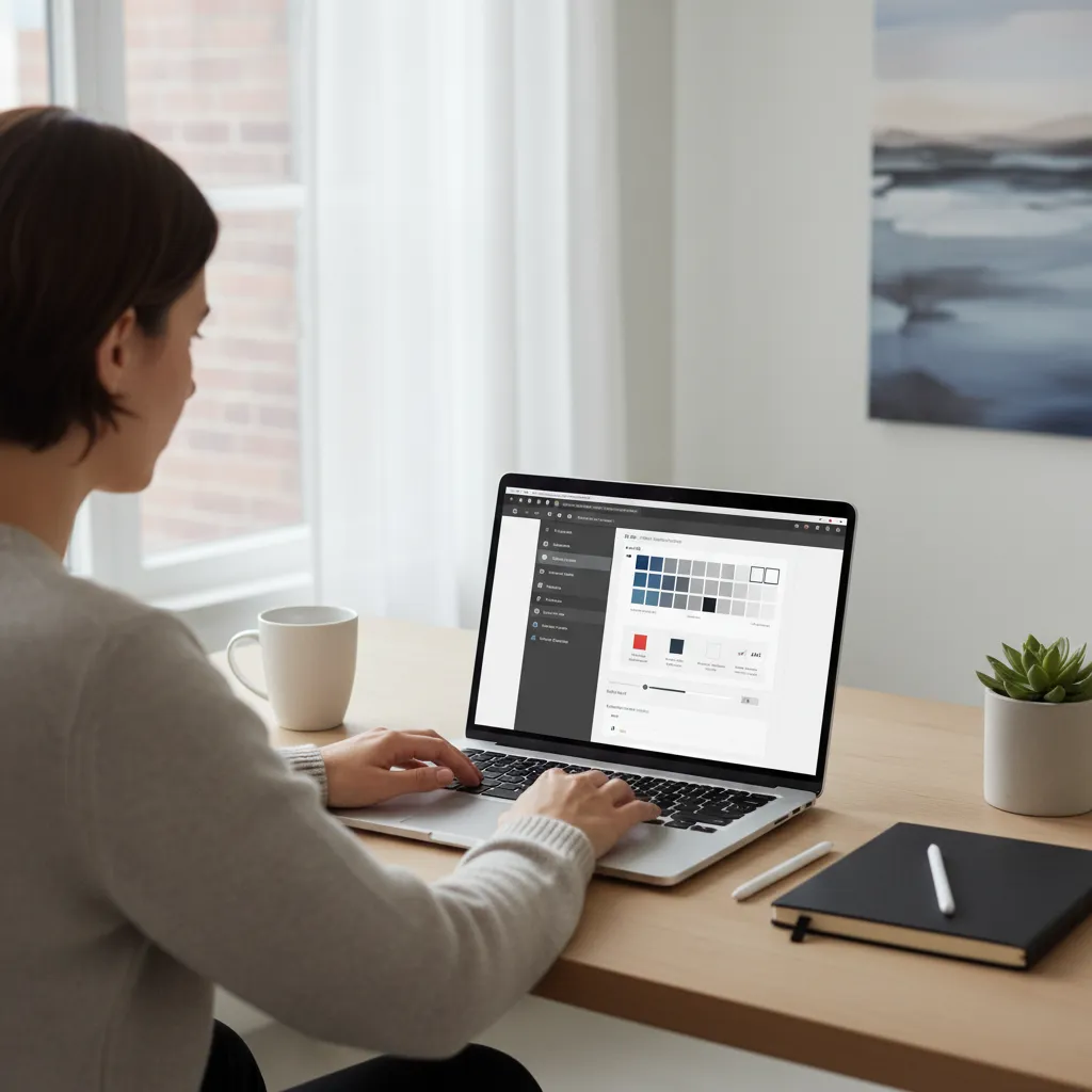 Designer testing color accessibility using contrast checker tools