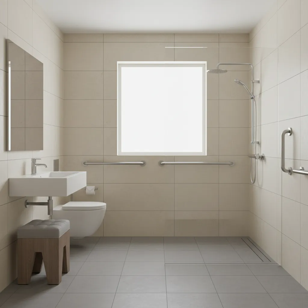 Walk-in shower bathroom renovation designed for accessibility