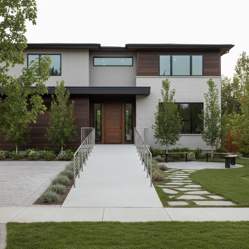 Home accessibility renovation with wheelchair ramp and widened doorway