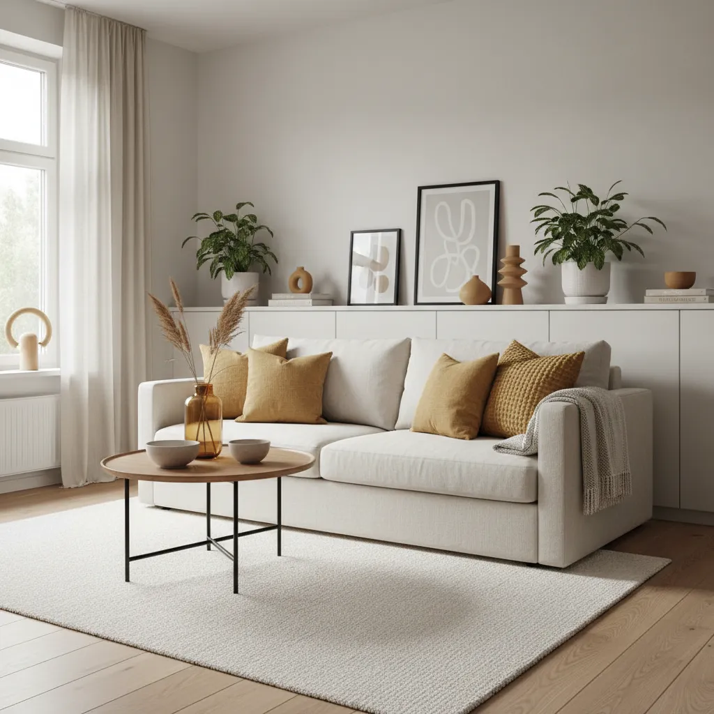 Pequeño apartamento con acentos mostaza