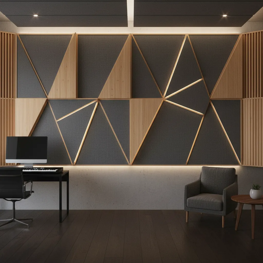 decorative acoustic panel wall in modern music room