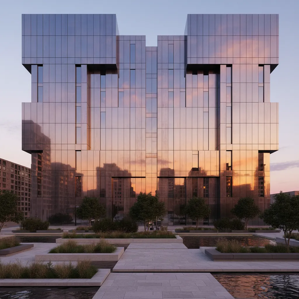 Photorealistic render of a high rise building with ACP cladding used for real estate marketing
