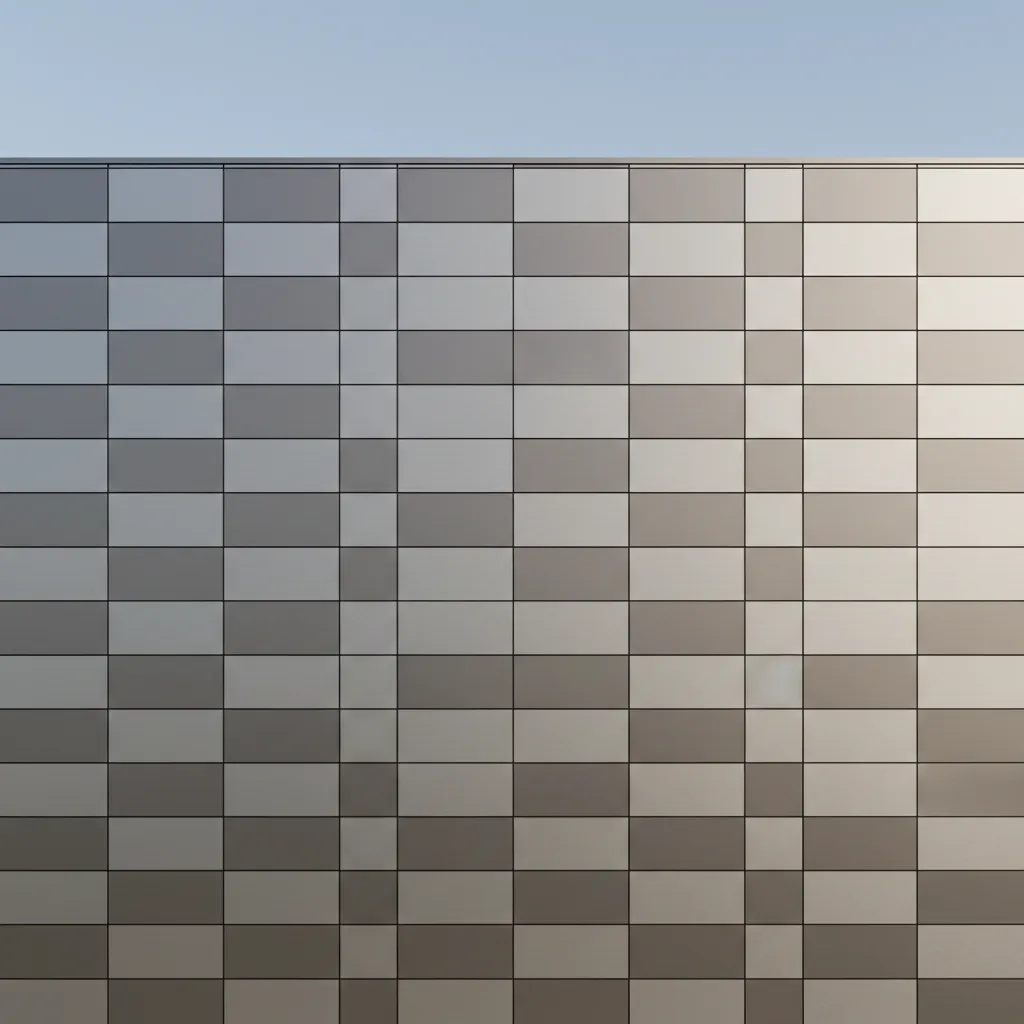 3D model showing ACP panel grid layout and modular facade structure