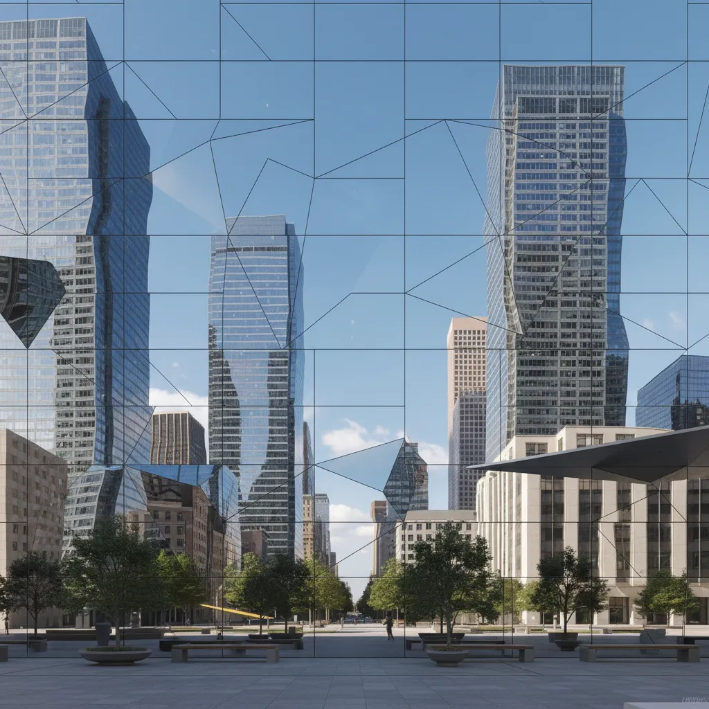 ACP facade reflecting sky and surrounding buildings in realistic render lighting