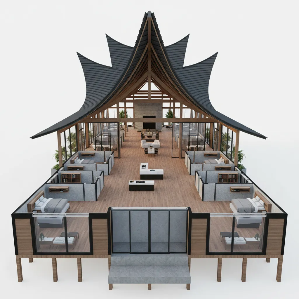 Adaptasi denah rumah gadang menjadi rumah modern