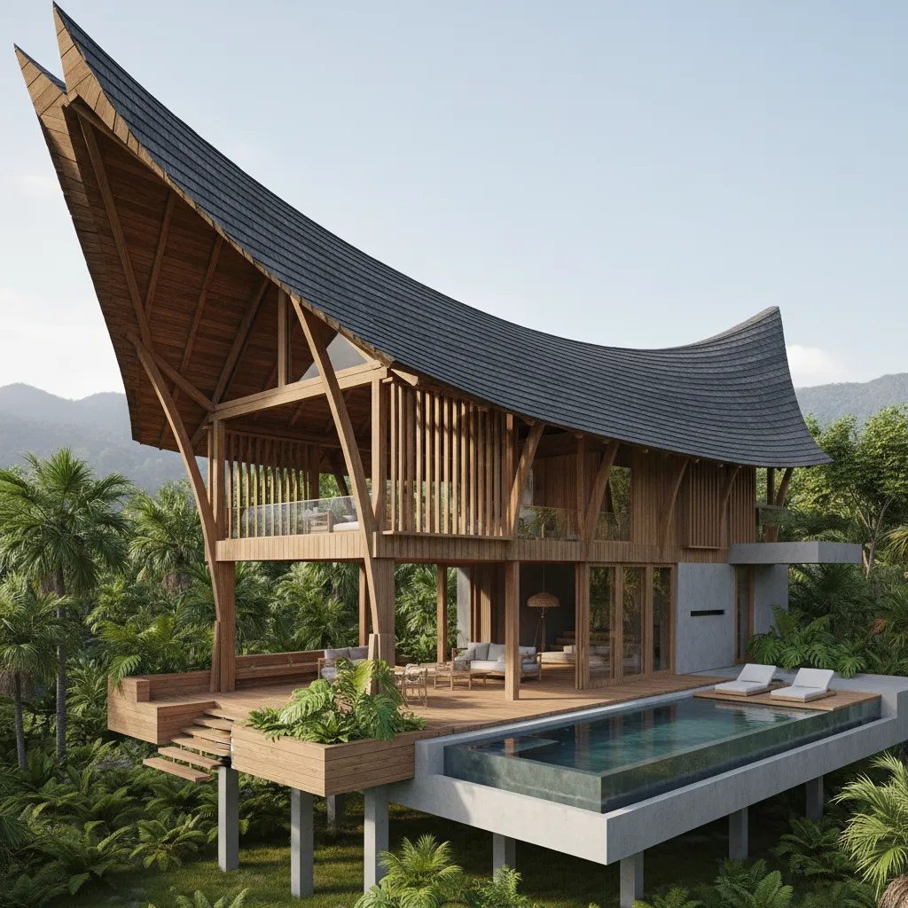 Desain rumah modern terinspirasi rumah Bolon