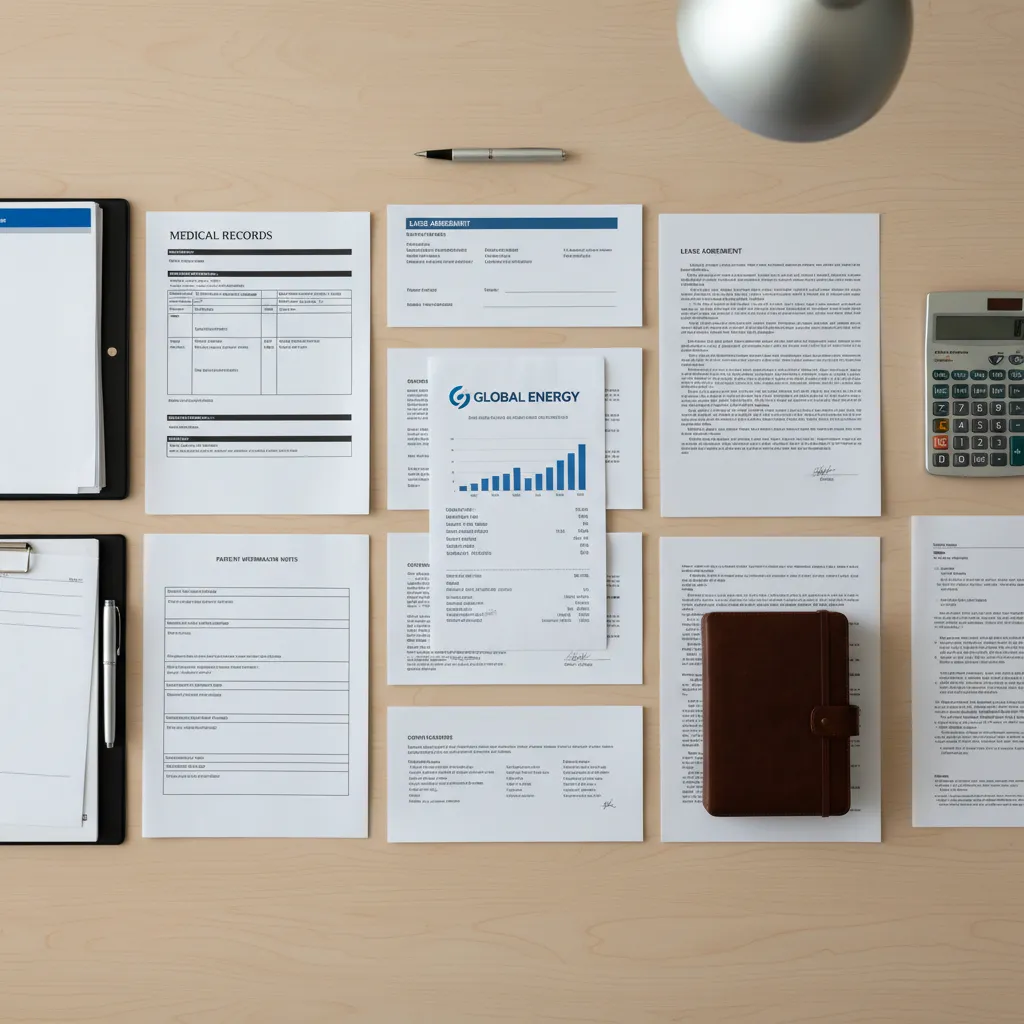 Various documents used to verify residential address