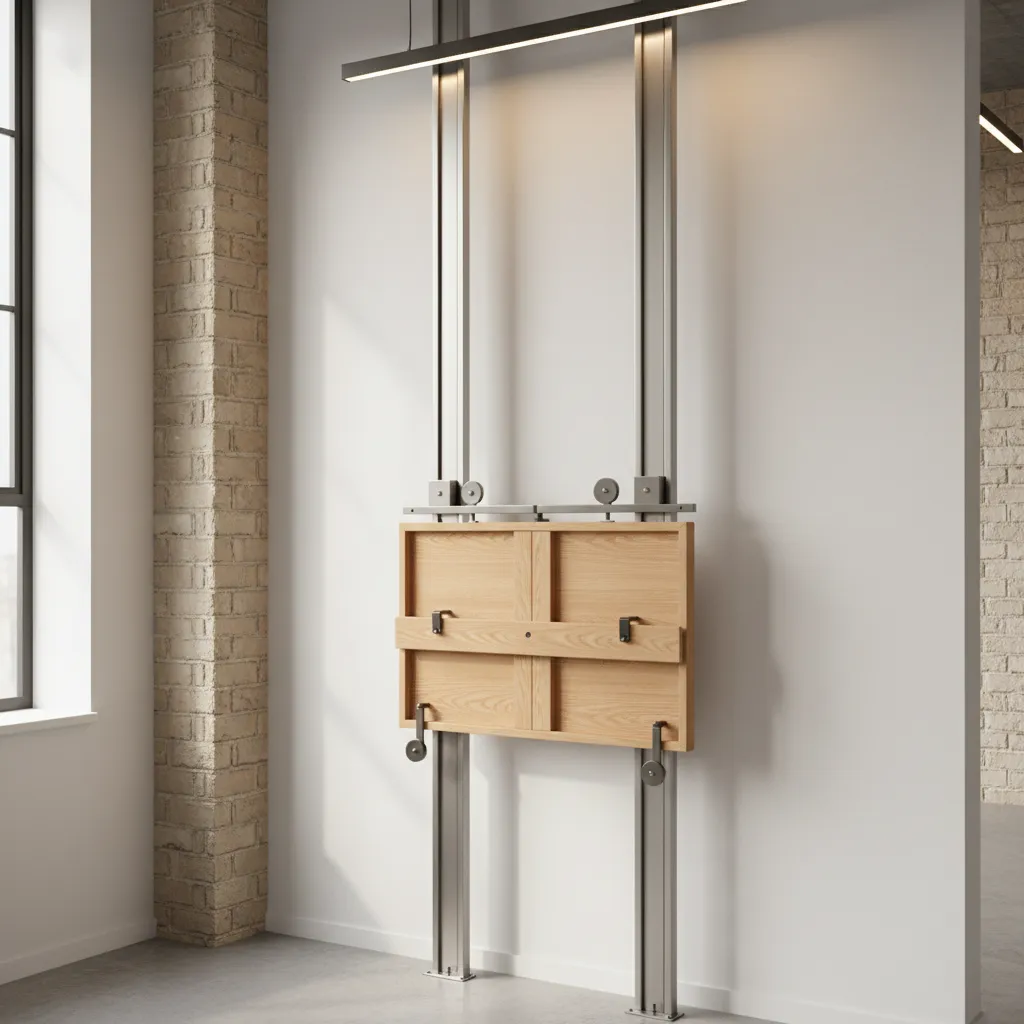 Adjustable rail system for a DIY wall easel allowing vertical canvas movement