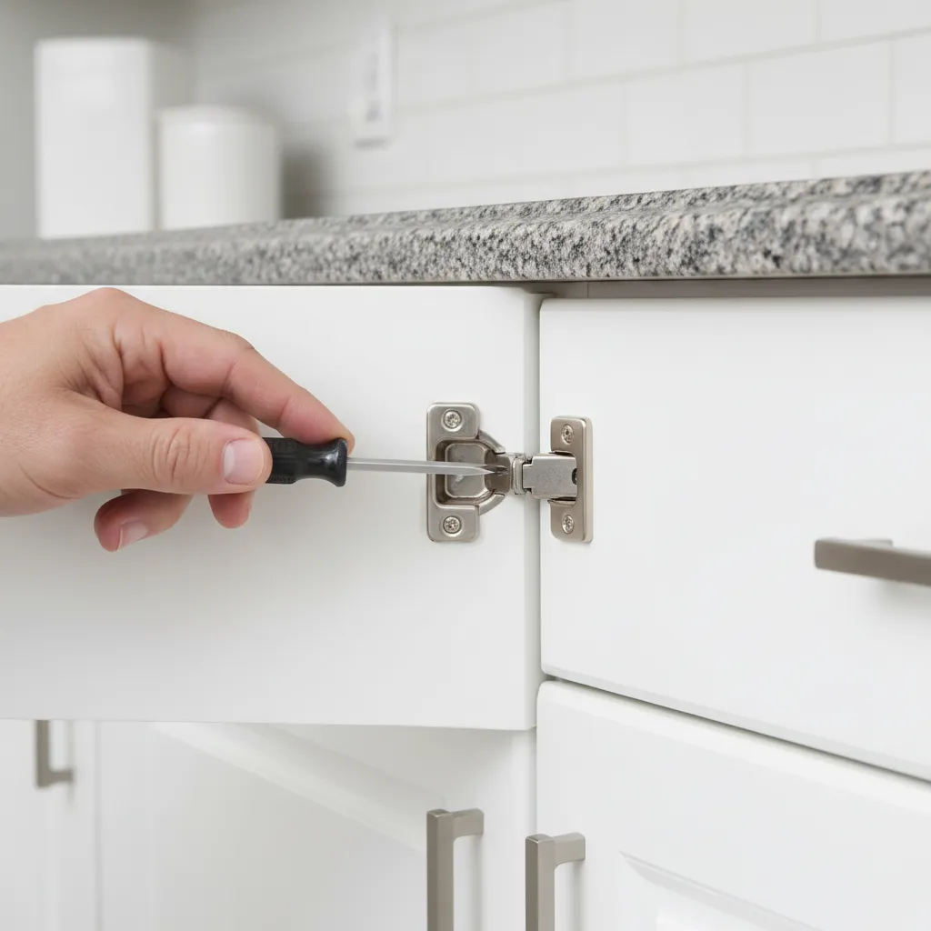 adjusting concealed european hinge on shaker cabinet door