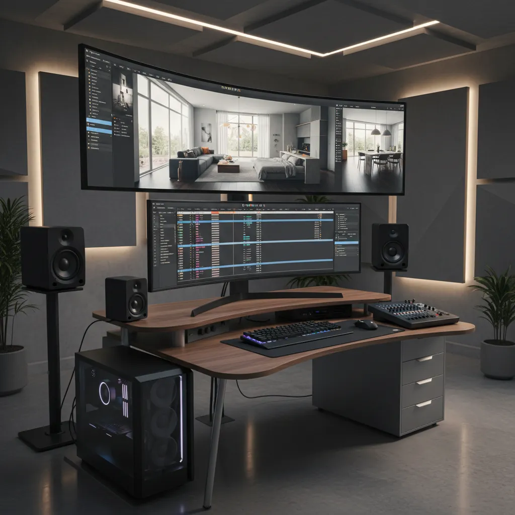 professional workstation editing high quality 3D home video footage