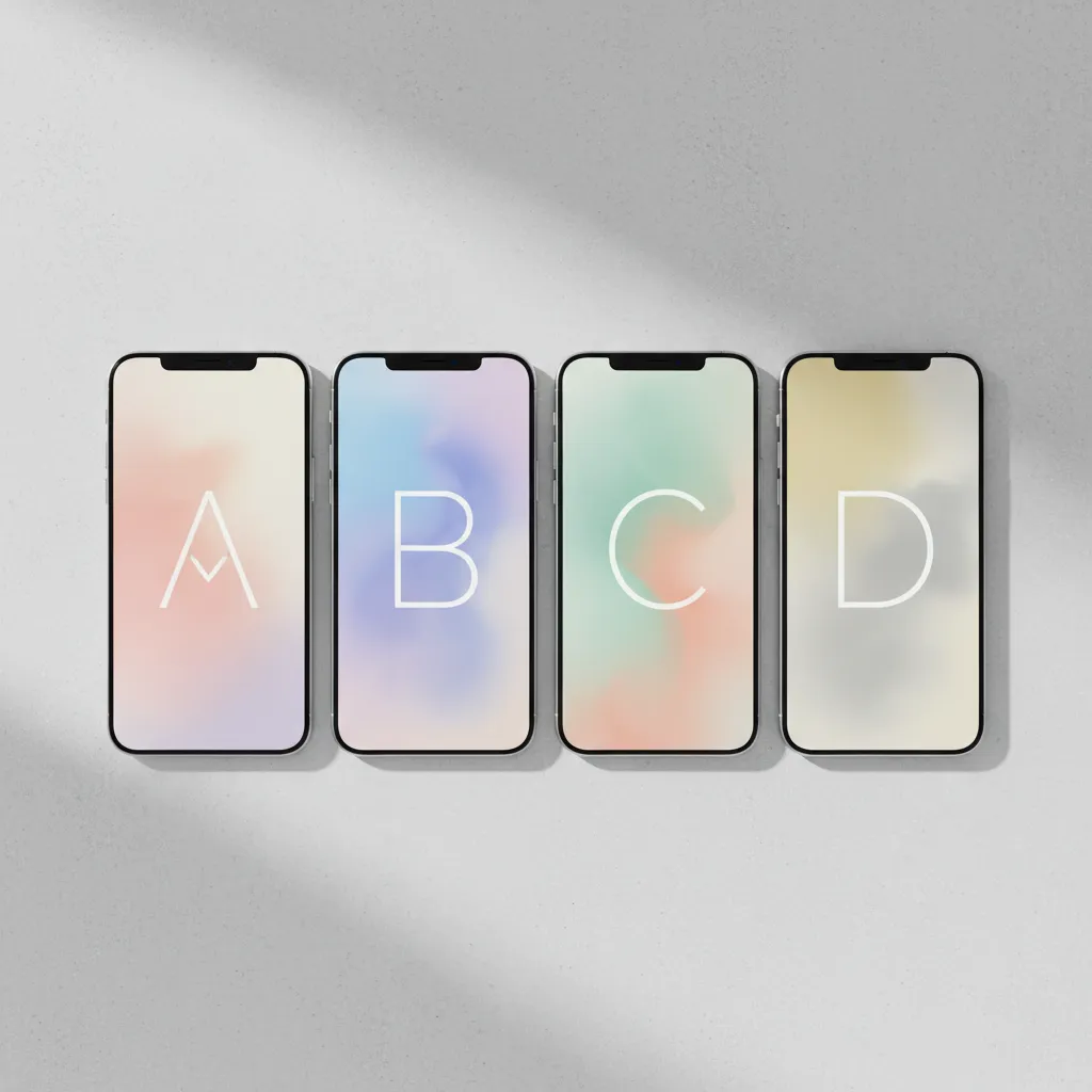 Collection of aesthetic alphabet letter wallpapers displayed on smartphone screens
