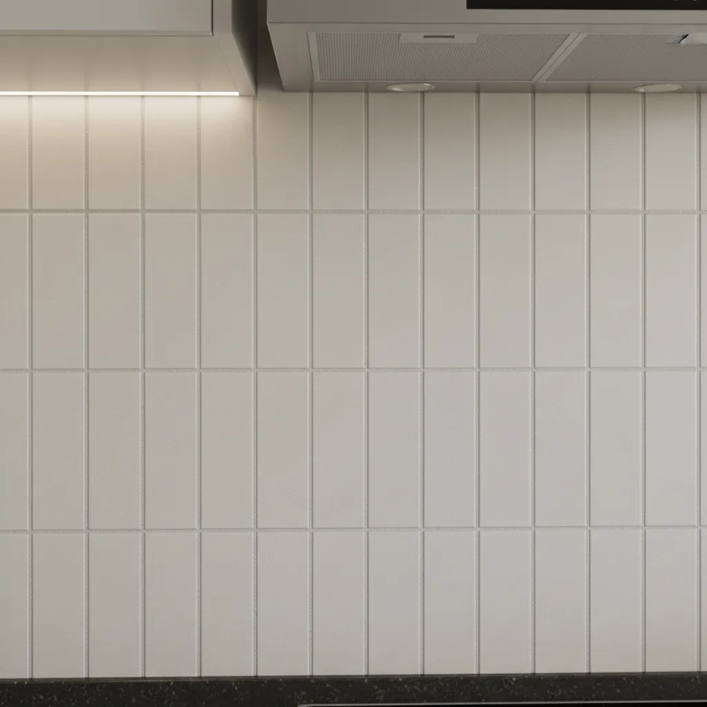 Affordable kitchen backsplash tiles in modern stacked layout