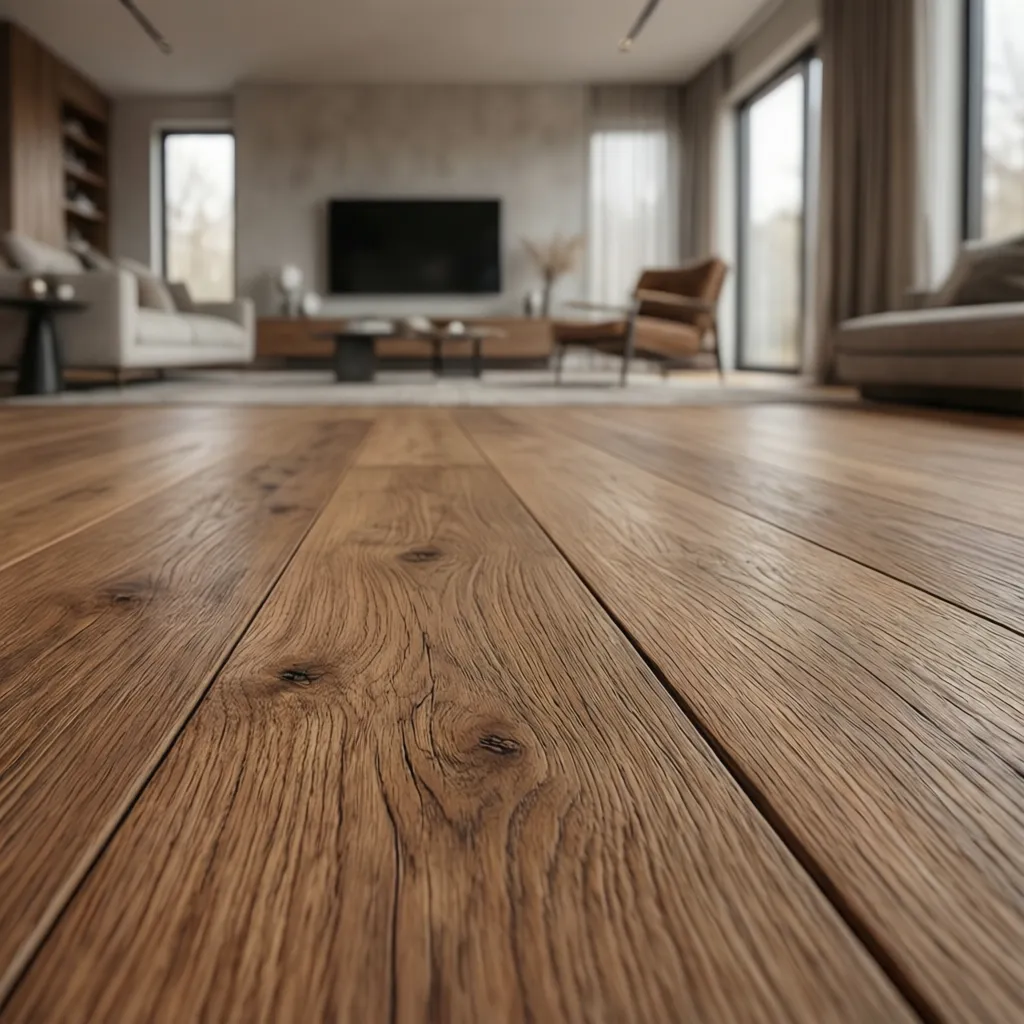 close view of red oak hardwood flooring with natural grain texture