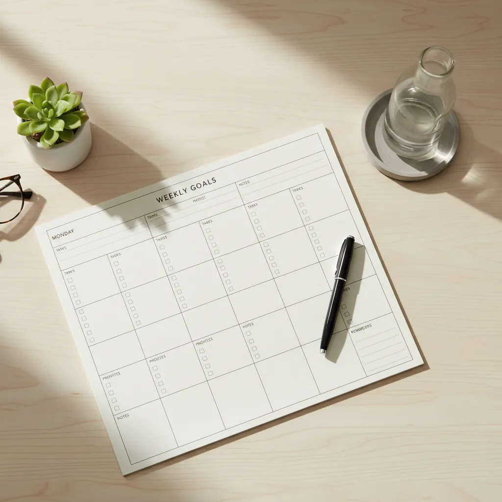 Agenda abierta mostrando planificación semanal con tareas y prioridades