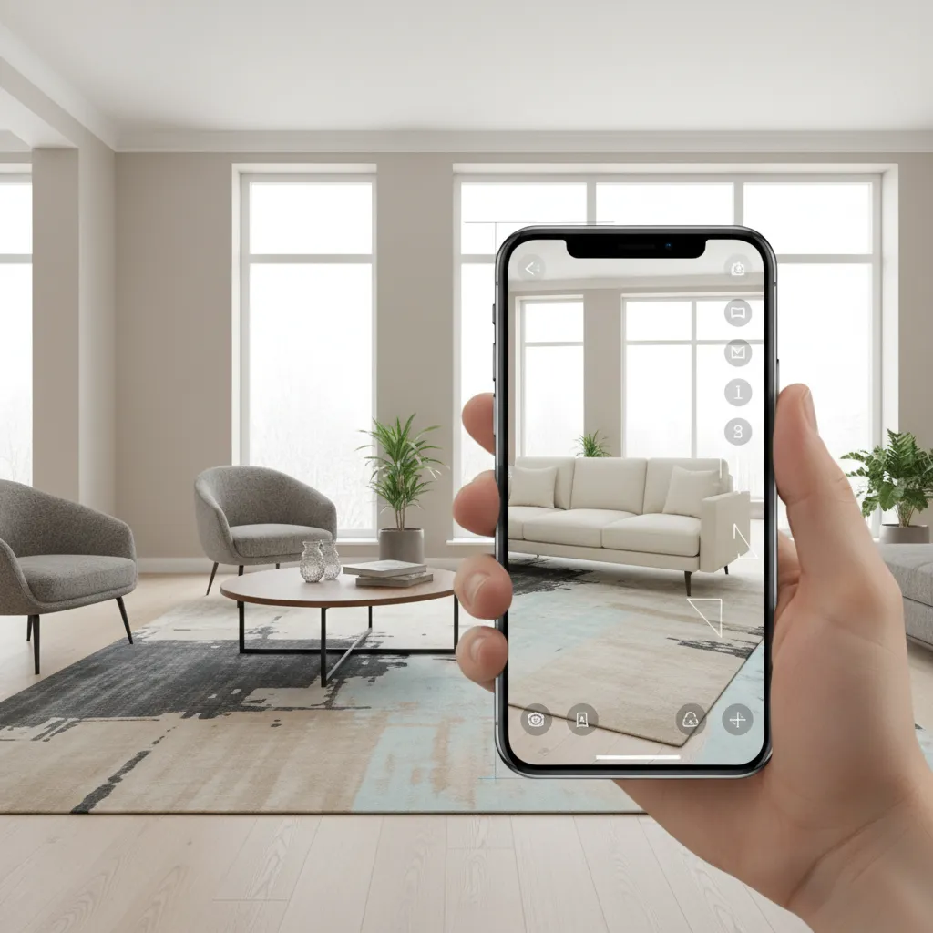 Augmented reality visualization of furniture placement inside a living room