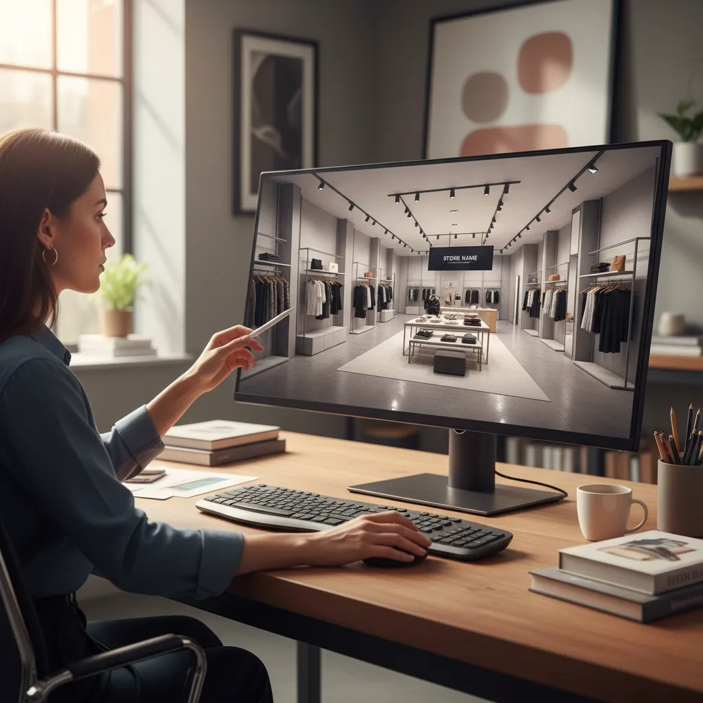 Proceso digital de diseño interior para tienda pequeña