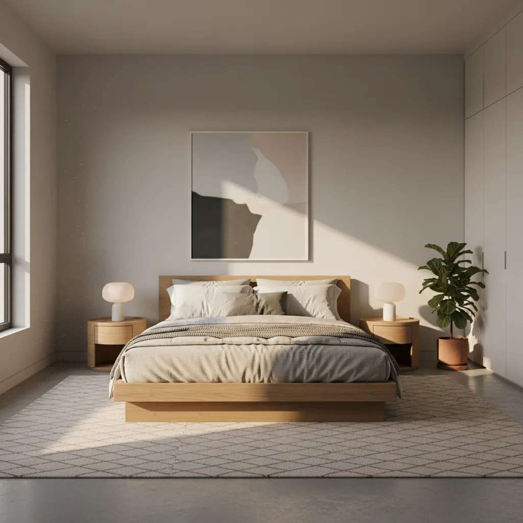 Dormitorio moderno generado mediante inteligencia artificial