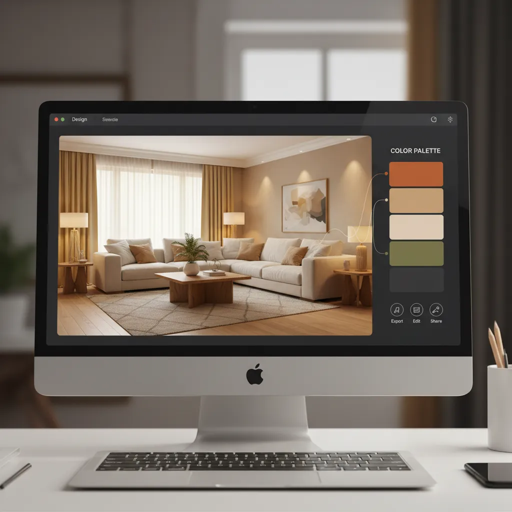 AI tool extracting a color palette from an interior photograph