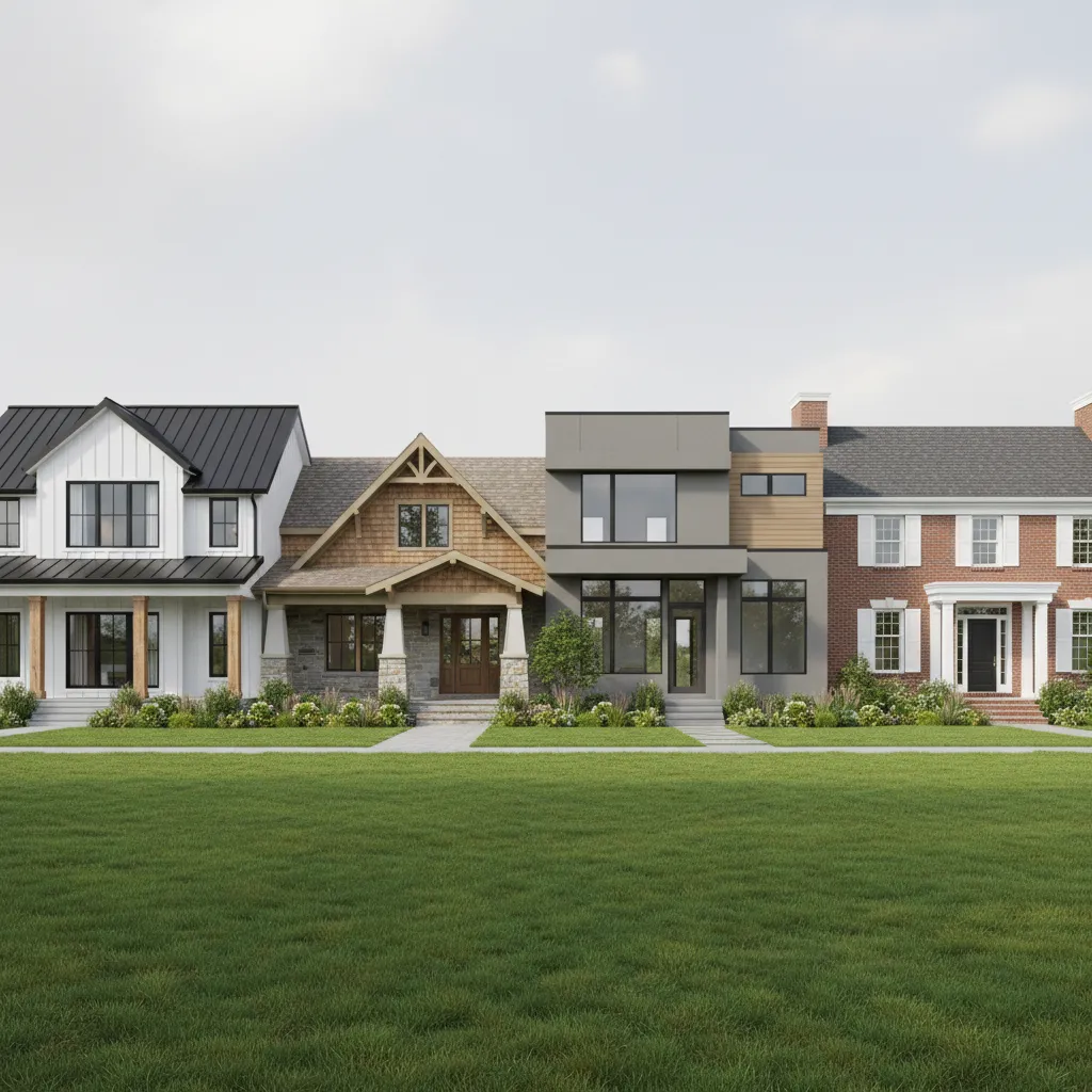 AI generated comparison of different home exterior design styles