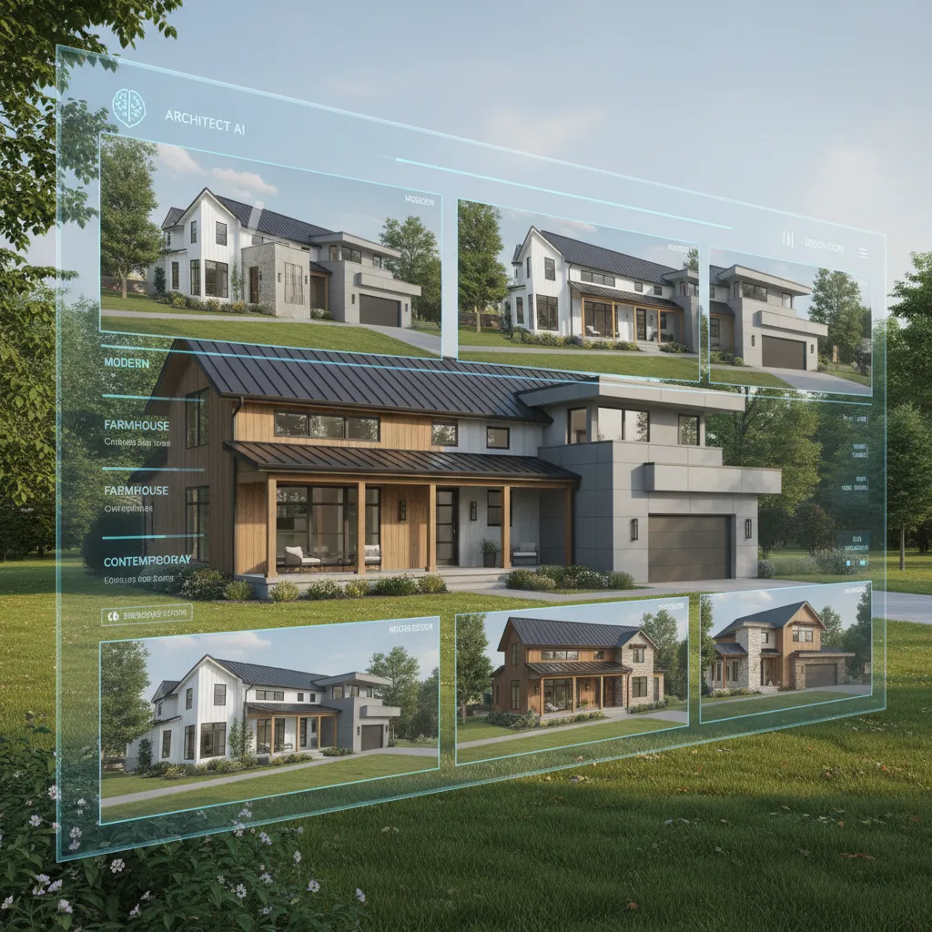 AI home exterior design tool generating facade variations from house photo