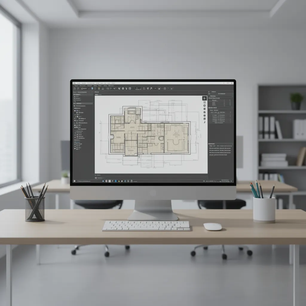Designer editing a digital 3D floor plan layout on a computer