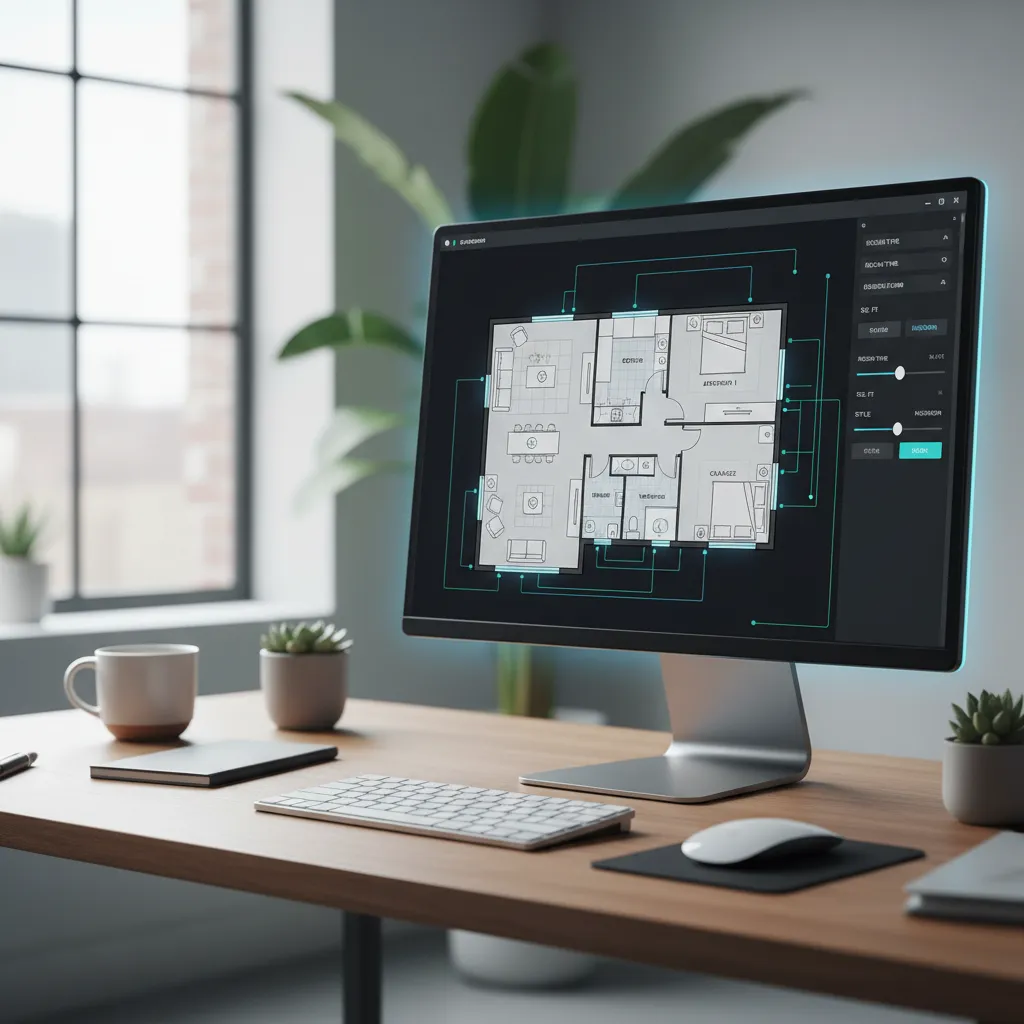 Interfaz digital mostrando un plano de casa generado por inteligencia artificial