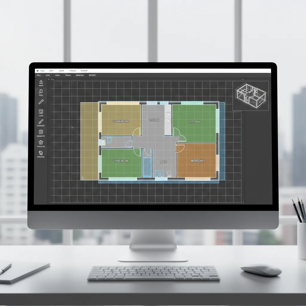 AI software detecting walls and rooms from uploaded floor plan drawing