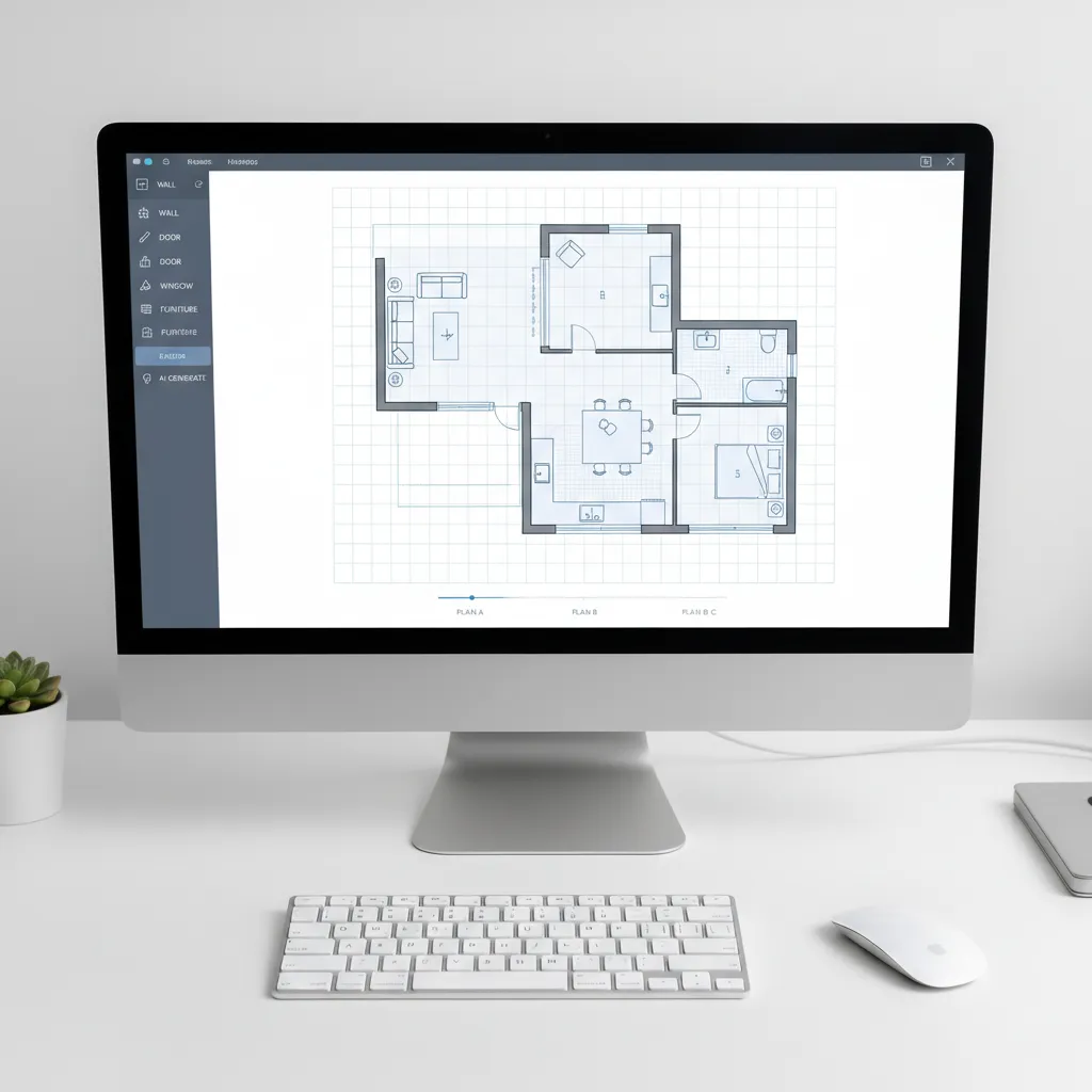 AI floor plan software interface generating home layout options
