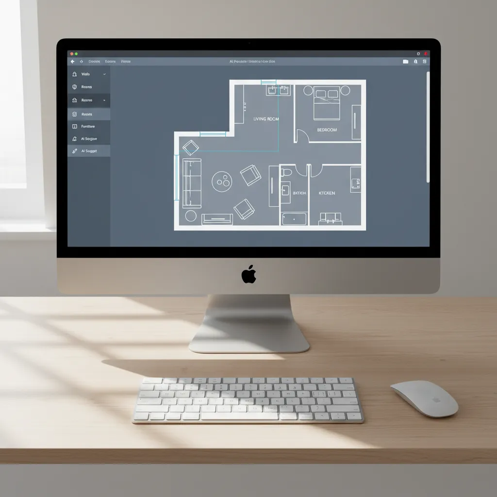 AI floor plan design software displaying apartment layout