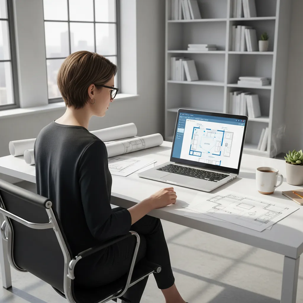 designer using AI floor plan software to generate apartment layout