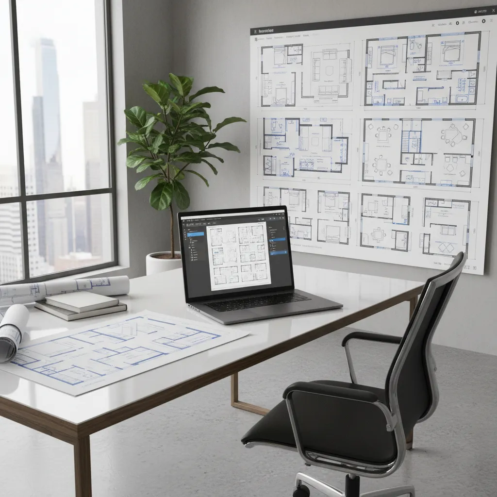 AI floor plan creator interface generating multiple room layout options