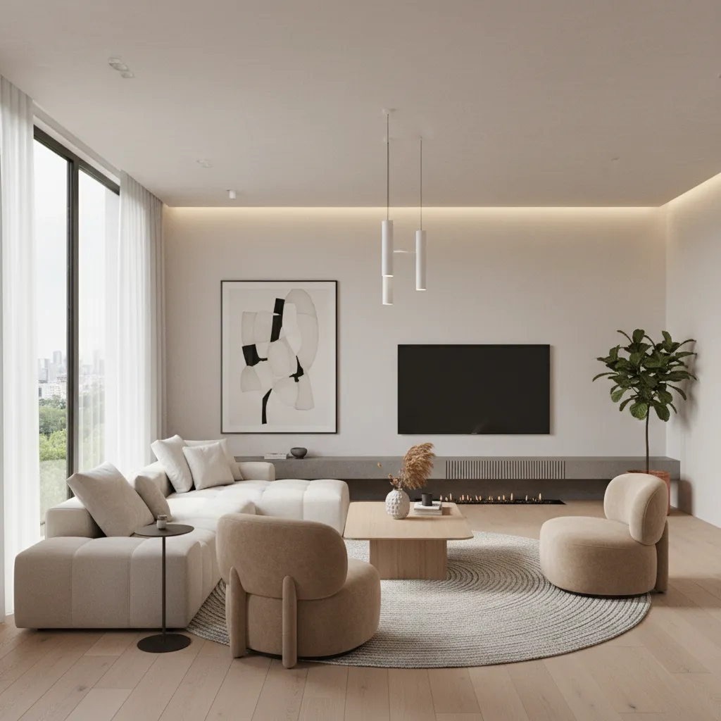 ai generated interior design render showing modern living room concept