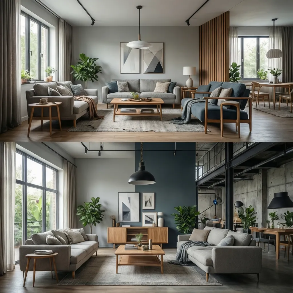 Variaciones de estilos de diseño interior generadas con inteligencia artificial