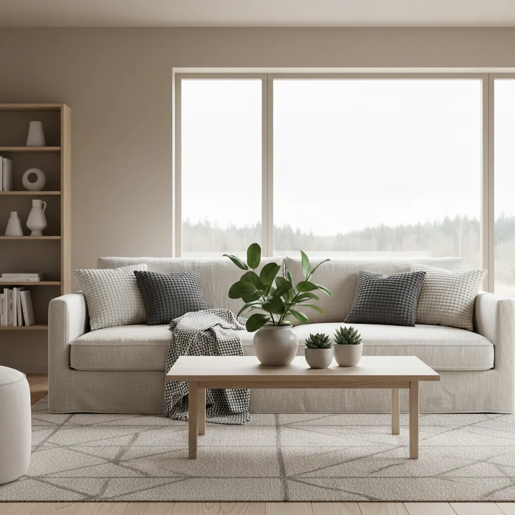salón moderno generado con inteligencia artificial con muebles contemporáneos